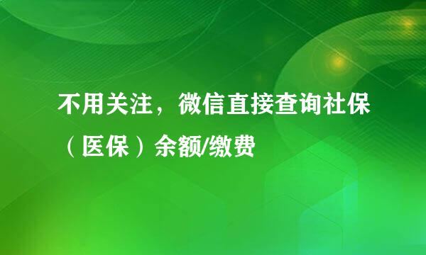 不用关注，微信直接查询社保（医保）余额/缴费