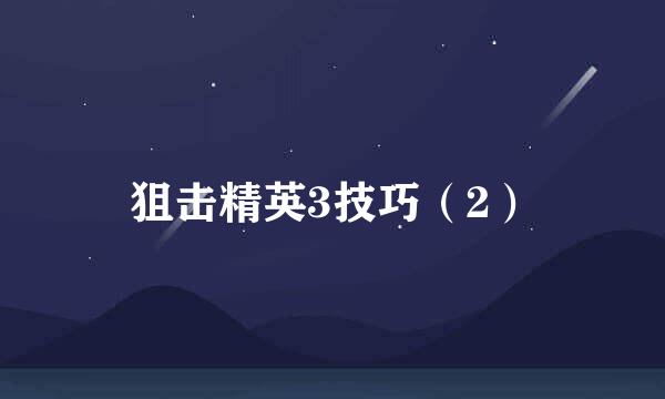 狙击精英3技巧（2）