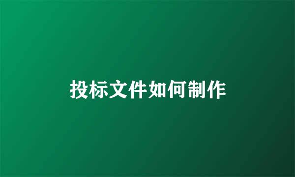 投标文件如何制作