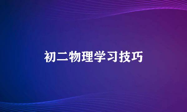 初二物理学习技巧