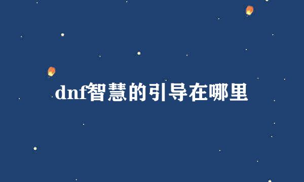 dnf智慧的引导在哪里