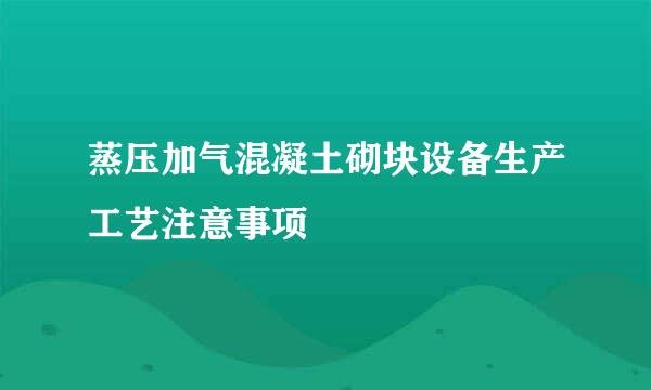 蒸压加气混凝土砌块设备生产工艺注意事项