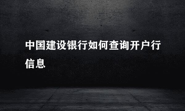 中国建设银行如何查询开户行信息