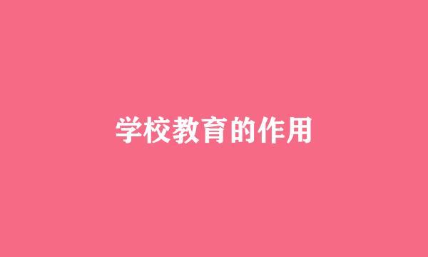 学校教育的作用