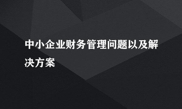 中小企业财务管理问题以及解决方案