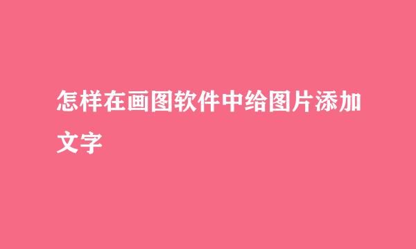 怎样在画图软件中给图片添加文字