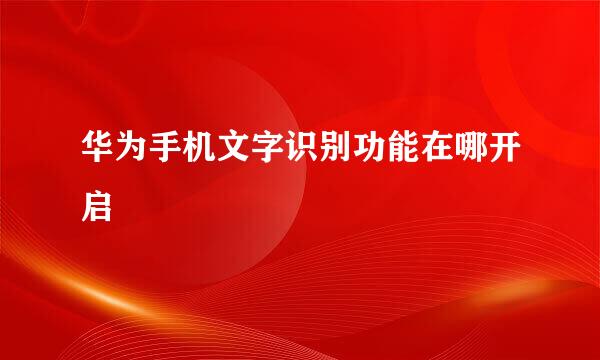 华为手机文字识别功能在哪开启
