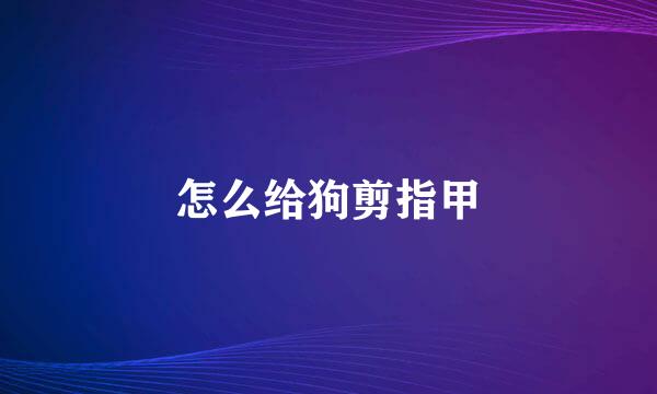 怎么给狗剪指甲