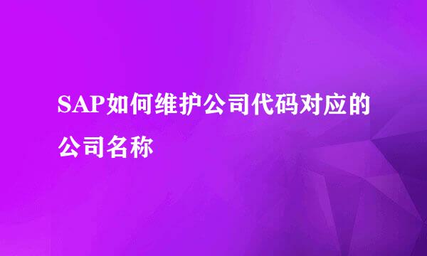 SAP如何维护公司代码对应的公司名称