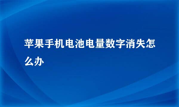 苹果手机电池电量数字消失怎么办