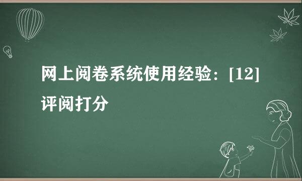 网上阅卷系统使用经验：[12]评阅打分