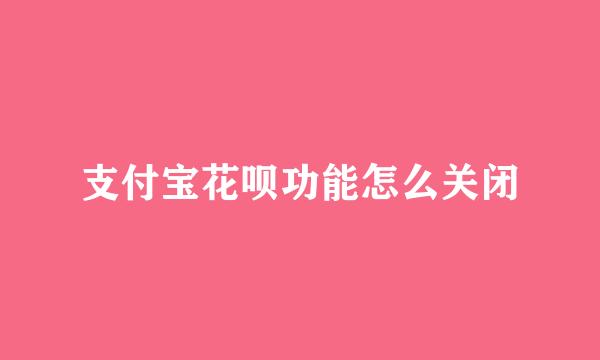 支付宝花呗功能怎么关闭