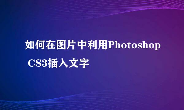 如何在图片中利用Photoshop CS3插入文字