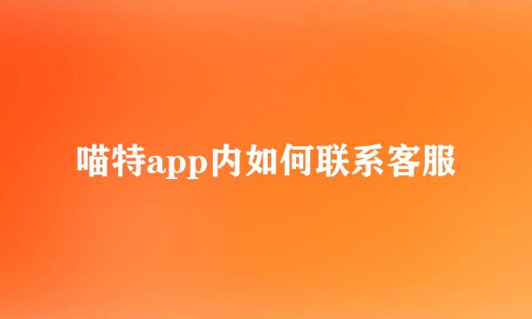 喵特app内如何联系客服