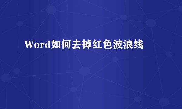 Word如何去掉红色波浪线