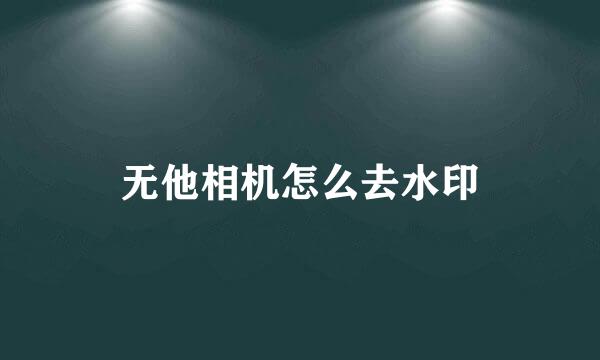 无他相机怎么去水印