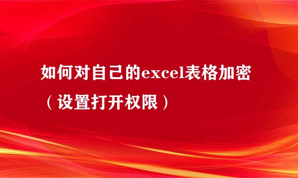 如何对自己的excel表格加密（设置打开权限）