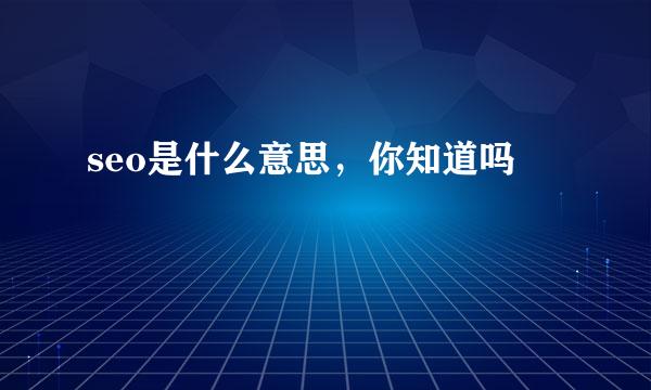 seo是什么意思，你知道吗
