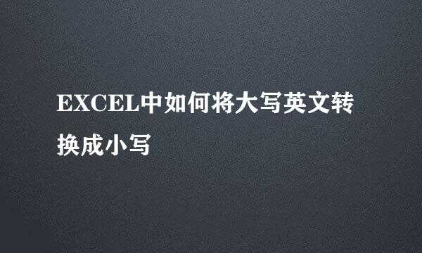EXCEL中如何将大写英文转换成小写