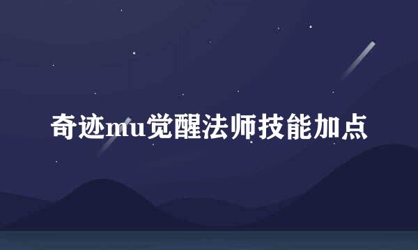 奇迹mu觉醒法师技能加点