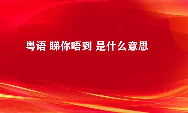 粤语 睇你唔到 是什么意思