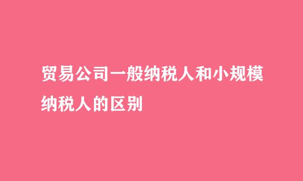 贸易公司一般纳税人和小规模纳税人的区别