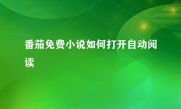 番茄免费小说如何打开自动阅读
