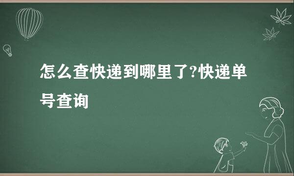 怎么查快递到哪里了?快递单号查询