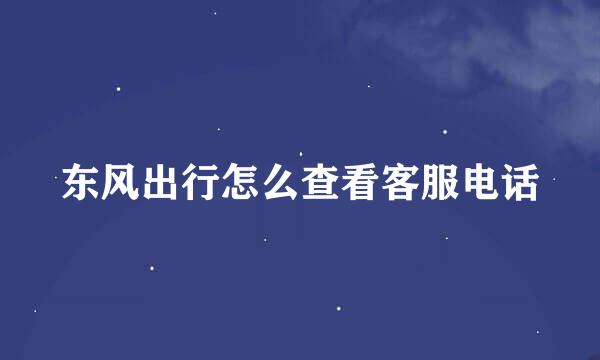 东风出行怎么查看客服电话