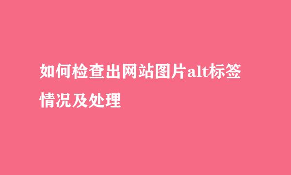 如何检查出网站图片alt标签情况及处理