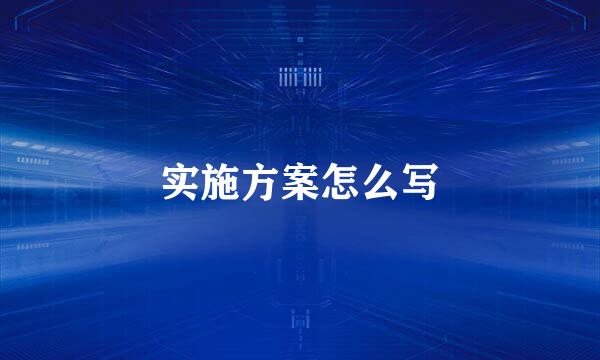 实施方案怎么写
