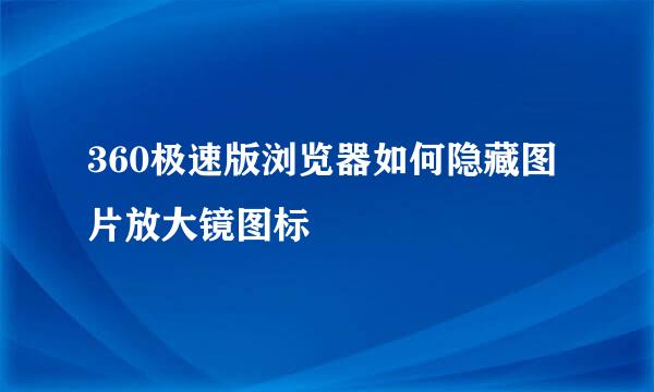 360极速版浏览器如何隐藏图片放大镜图标