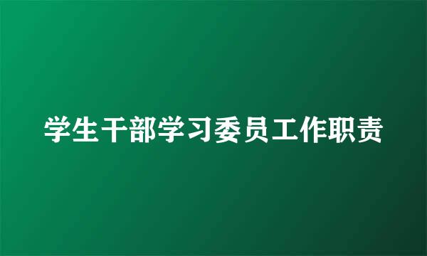 学生干部学习委员工作职责