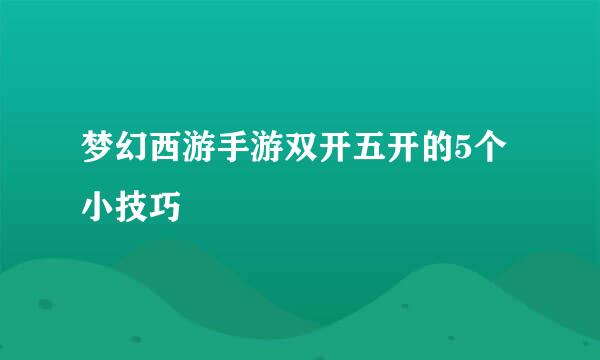 梦幻西游手游双开五开的5个小技巧