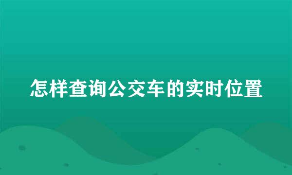 怎样查询公交车的实时位置