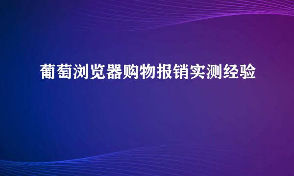 葡萄浏览器购物报销实测经验
