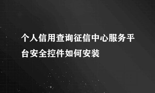 个人信用查询征信中心服务平台安全控件如何安装