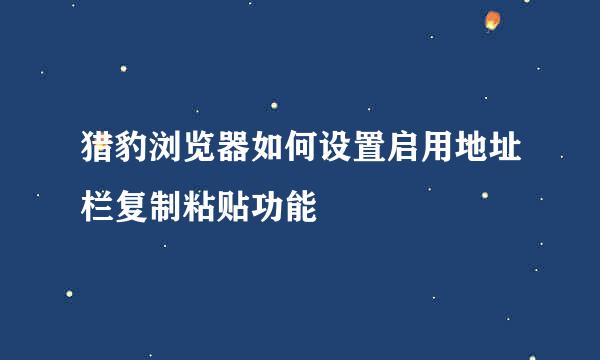 猎豹浏览器如何设置启用地址栏复制粘贴功能