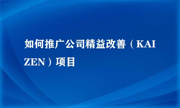 如何推广公司精益改善（KAIZEN）项目