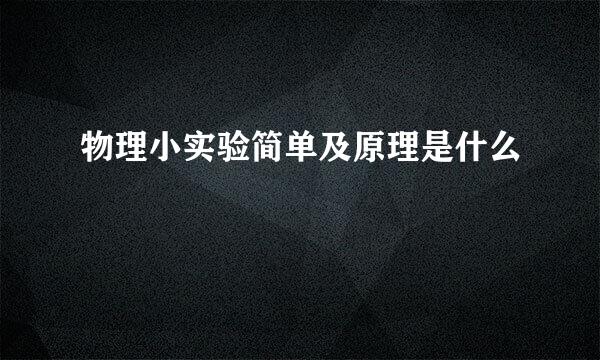 物理小实验简单及原理是什么