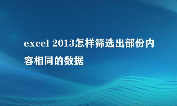 excel 2013怎样筛选出部份内容相同的数据