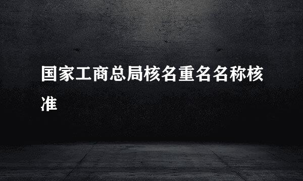 国家工商总局核名重名名称核准