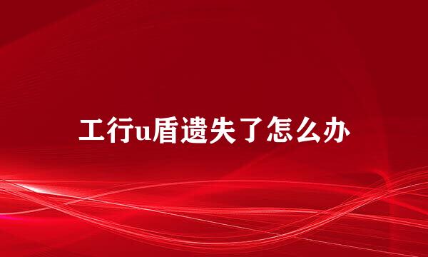 工行u盾遗失了怎么办