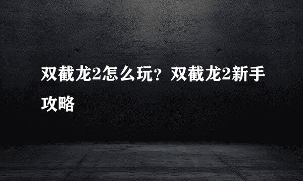 双截龙2怎么玩？双截龙2新手攻略