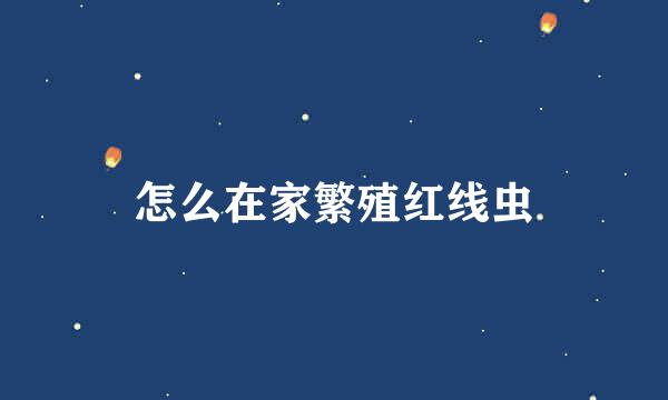 怎么在家繁殖红线虫