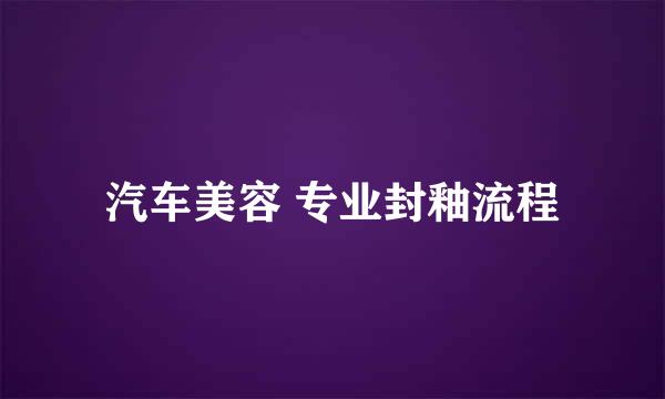 汽车美容 专业封釉流程