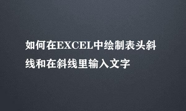 如何在EXCEL中绘制表头斜线和在斜线里输入文字