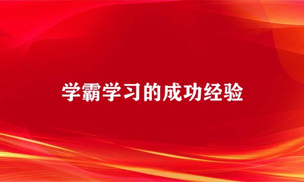 学霸学习的成功经验