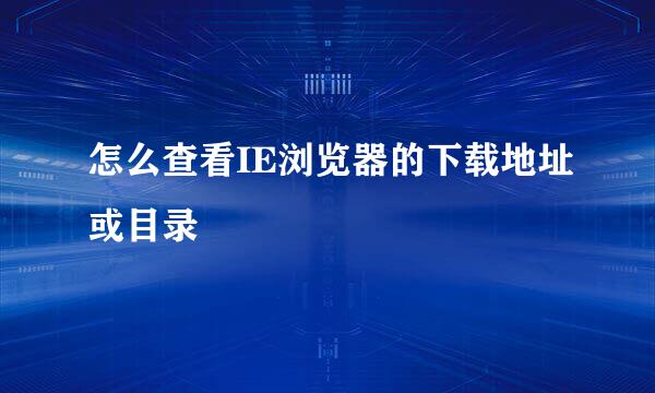 怎么查看IE浏览器的下载地址或目录