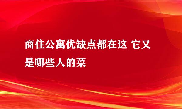 商住公寓优缺点都在这 它又是哪些人的菜